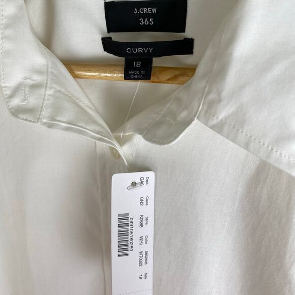 NWT J. Crew Curvy Slim Stretch Perfect Shirt Size 18 White Blouse Career Staple - Picture 12 of 15